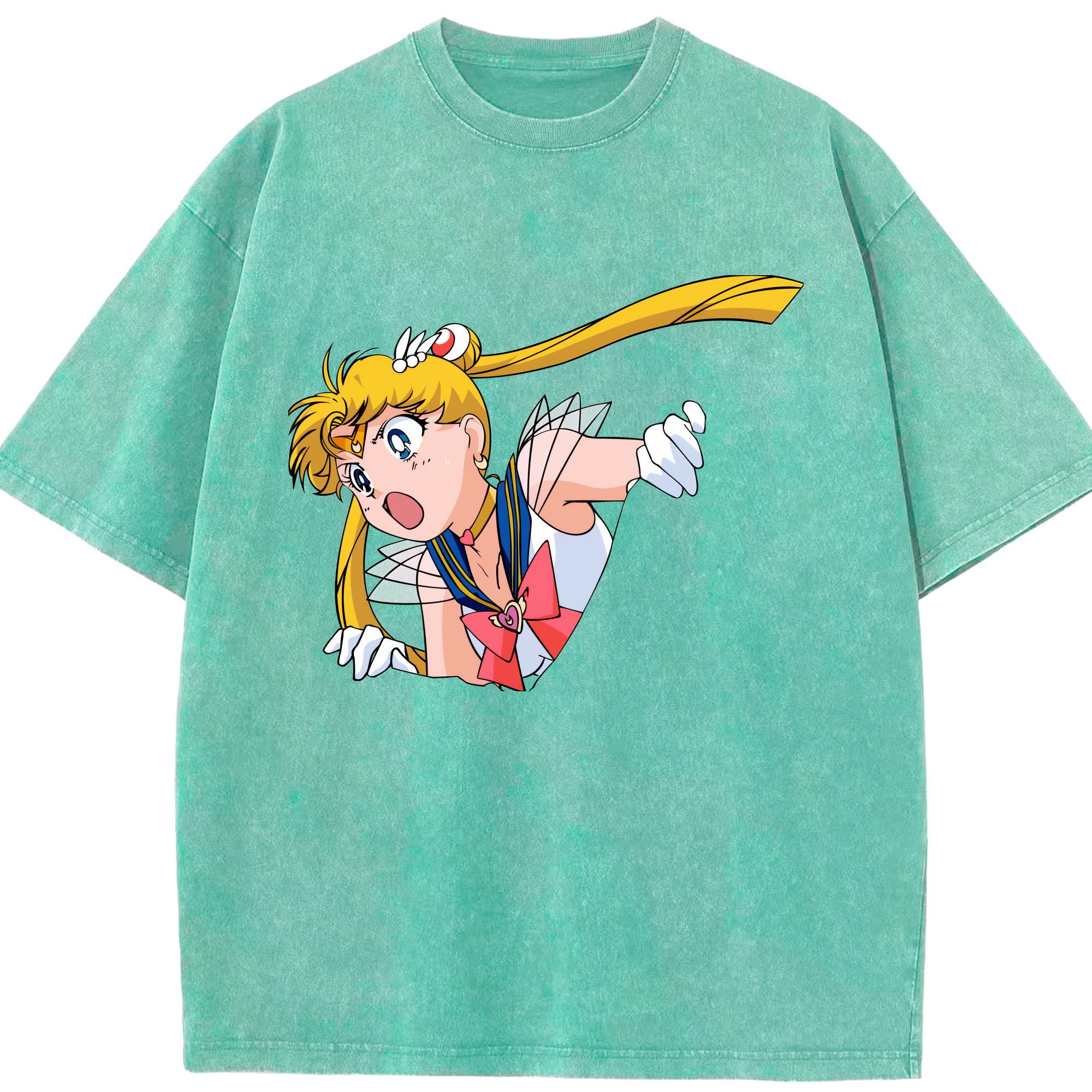 （画像用） 美少女戦士セーラームーン 月野 うさぎ つきの うさぎ Sailor Moon Tsukino Usagi 綿100% ヴィンテージ風 半袖Tシャツ（フロントプリント）
